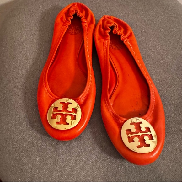 Tory Burch Red Leather Reva Ballet Flats - Picture 4 of 6